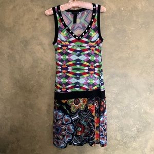 Custo Barcelona | Vintage Y2K Mini Dress | Graphic Psychedelic Print | M
